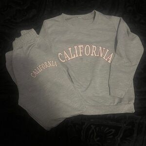 Gray 'California' Sweatshirt and Sweatpants Set